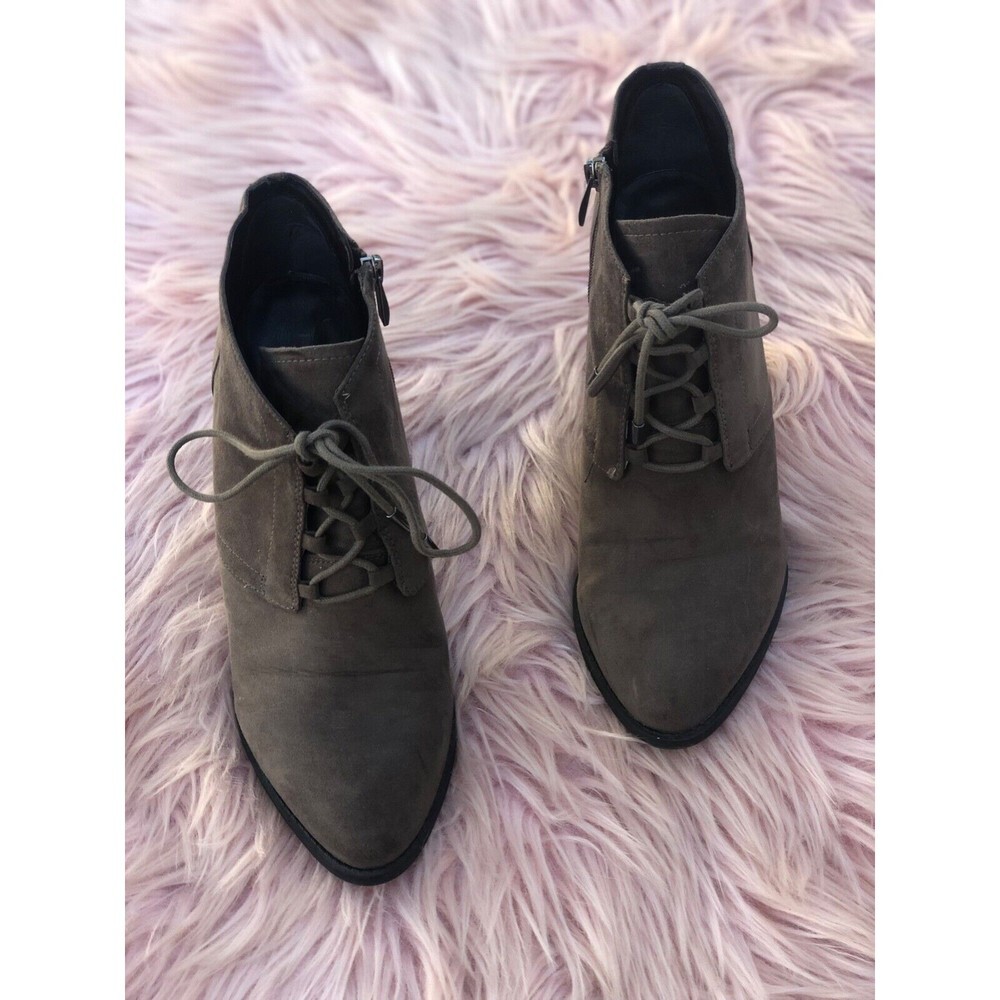 Franco Sarto Annabelle Womens Suede Leather Wedge Ankle Boots Gray 8.5 Lace Up - Picture 2 of 4